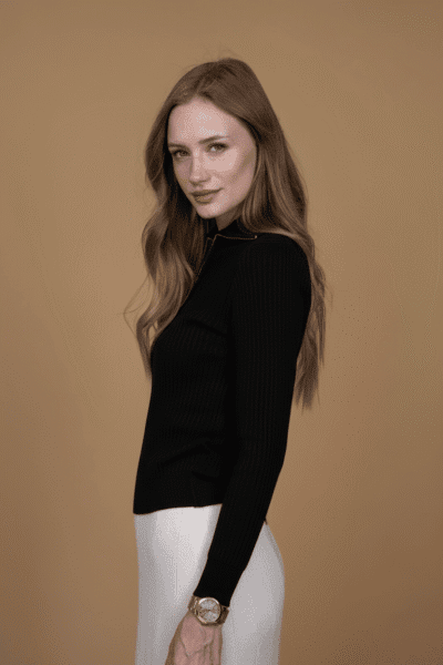 סריג עם רוכסן - שחור, One Size