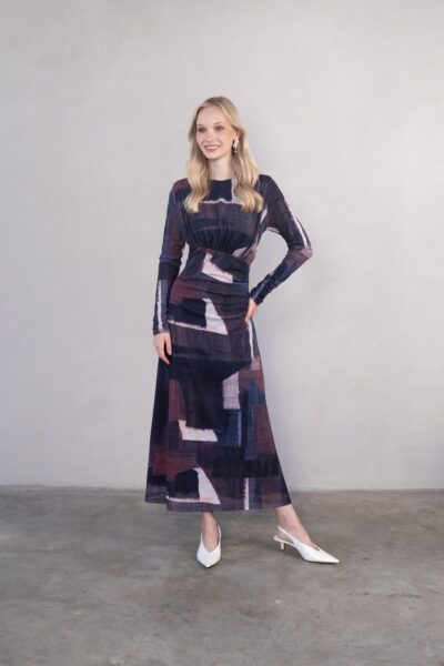 שמלה עם מעטפת למטה - XL, חום