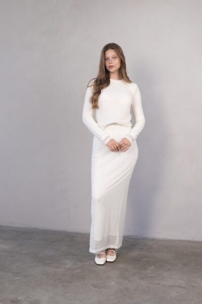 סט תחרה - M, שמנת