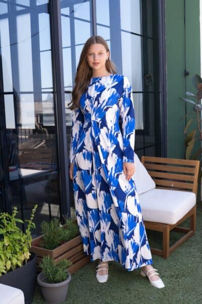 שמלה מודפסת כיווץ