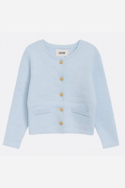 סריג כפתורי זהב - One Size, תכלת