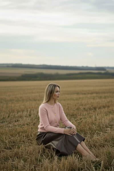 סריג כפתורי זהב - One Size, וורוד