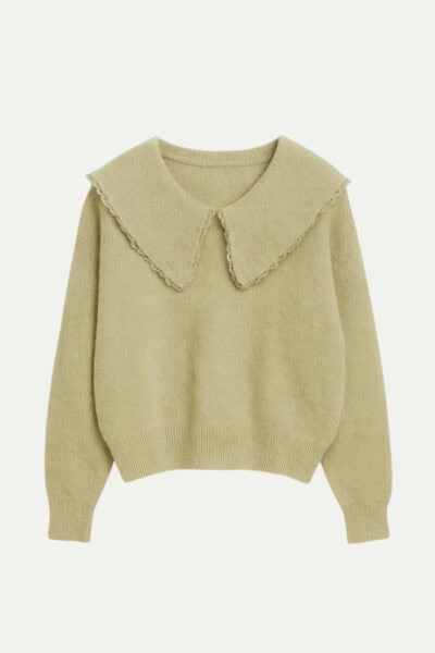 סריג צווארון גדול - בז'