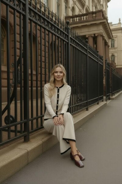 סט סרוג עם גימור