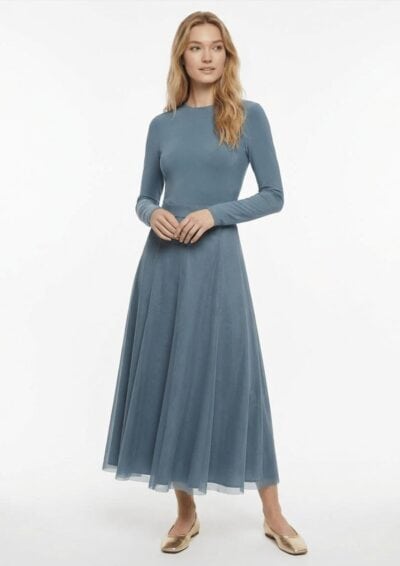 שמלה עם טול - אפור, XS