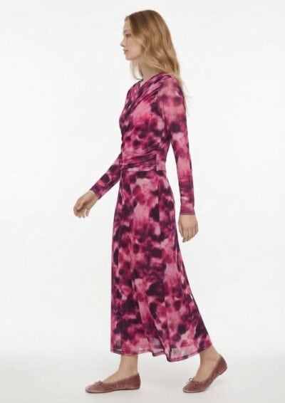 שמלת V רשת - וורוד, S