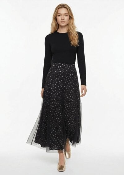 שמלה עם טול - שחור, M