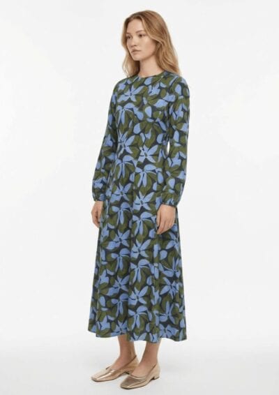 שמלה עם חיתוך אלכסונים - ירוק, S