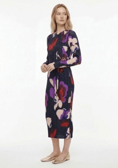 שמלת מעטפת מודפסת - סגול, L