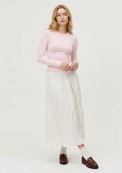 חצאית קומות כיווצים - לבן, One Size