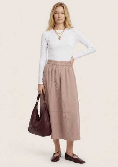 חצאית מקסי קצר - וורוד, One Size