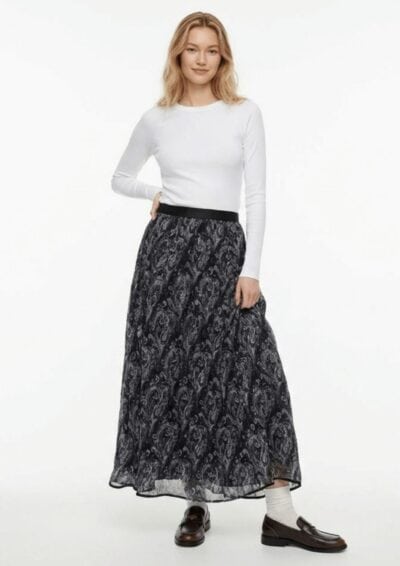 חצאית שיפון עיטורים - שחור, One Size