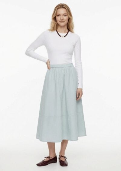 חצאית מקסי קצר - תכלת, One Size